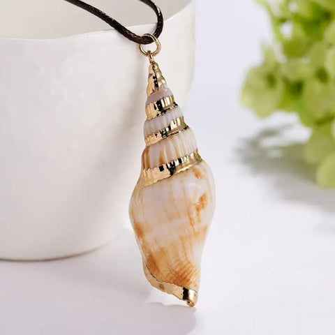 Leather Shell Necklace