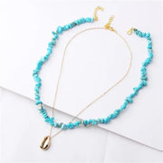 Long Blue Shell Necklace