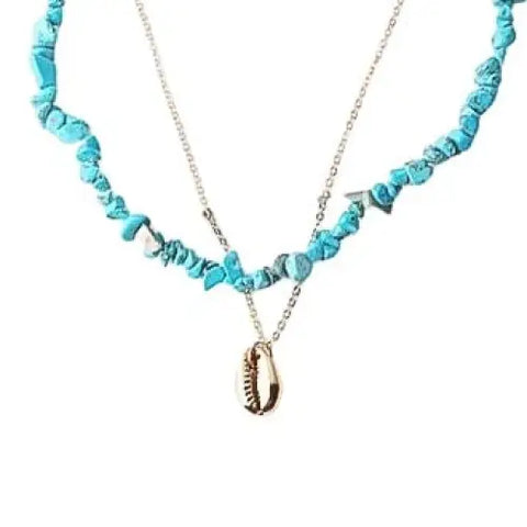 Long Blue Shell Necklace