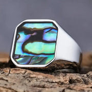 men-shell-ring-silver- mother of pearl shell ring-men-shell-ring nacre