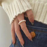 Minimalist Pearl Elegance Ring-beaded pearl ring-pearl ring--shell ring-shell jewelry-beach outfit ring-beach style-boho style-bohemian jewelry-wedding style ring