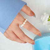 Minimalist Pearl Elegance Ring-beaded pearl ring-pearl ring--shell ring-shell jewelry-beach outfit ring-beach style-boho style-bohemian jewelry-wedding style ring