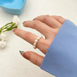 Minimalist Pearl Elegance Ring-beaded pearl ring-pearl ring--shell ring-shell jewelry-beach outfit ring-beach style-boho style-bohemian jewelry-wedding style ring