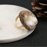 Natural Pearl Shell ring-silver shell pearl ring- sterling silver pearl ring-shell ring-shell jewelry-beach outfit ring-beach style-boho style-bohemian jewelry-wedding style ring
