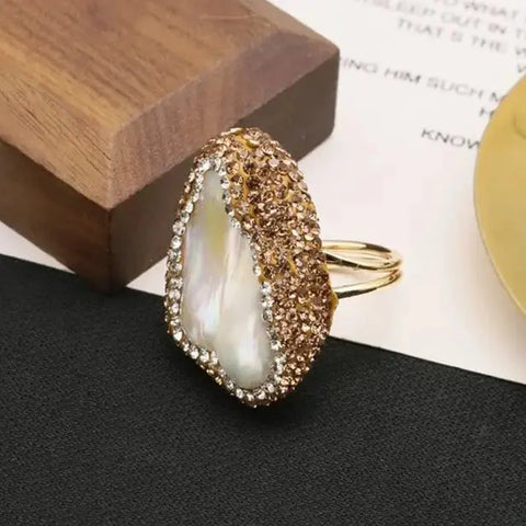 Natural Pearl Shell ring-silver shell pearl ring- sterling silver pearl ring