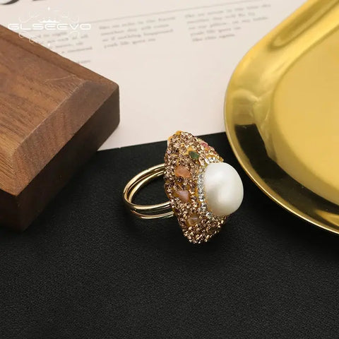 Natural Pearl Shell ring-silver shell pearl ring- sterling silver pearl ring-multiple side stones pearl ring