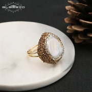 Natural Pearl Shell ring-silver shell pearl ring- sterling silver pearl ring