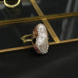 Natural Pearl Shell ring-silver shell pearl ring- sterling silver pearl ring-multiple pearls and amber silver ring-shell ring-shell jewelry-beach outfit ring-beach style-boho style-bohemian jewelry-wedding style ring
