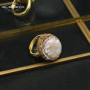 Natural Pearl Shell ring-silver shell pearl ring- sterling silver pearl ring