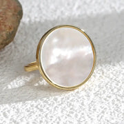 Natural Round Shell Stone ring