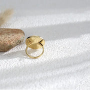 Natural Round Shell Stone ring