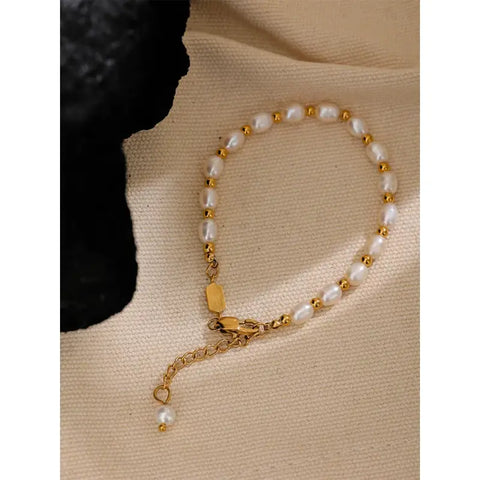 Pearl and Gold Bead Bracelet