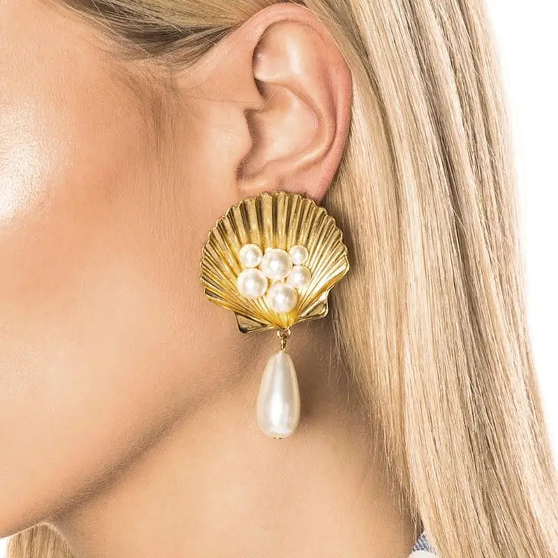 Pearl and Scallop Shell Earrings