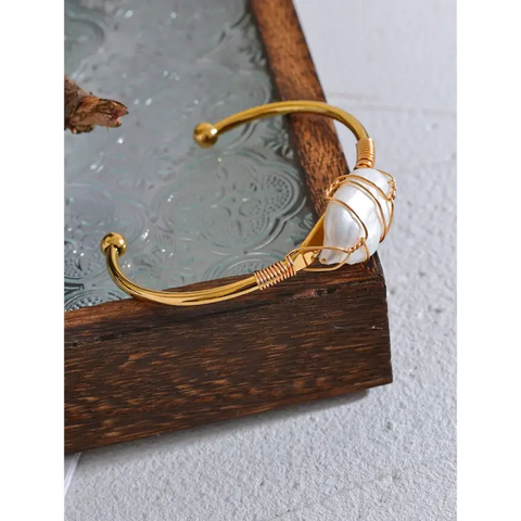 Pearl Embrace Wire Cuff Bracelet