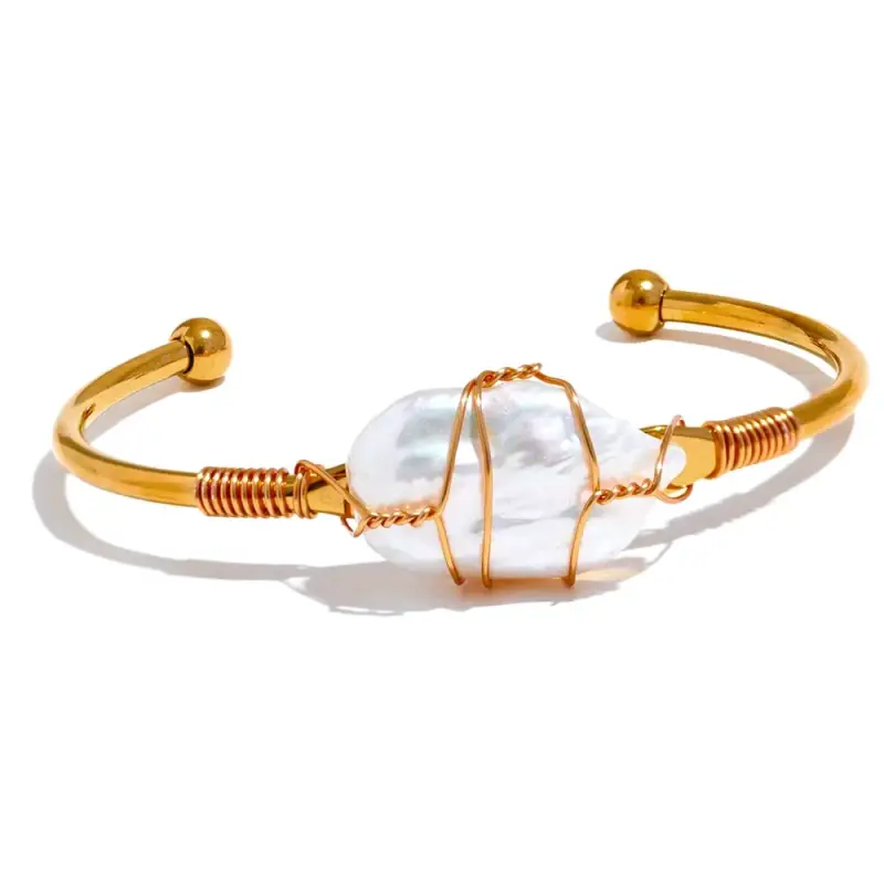 Pearl Embrace Wire Cuff Bracelet