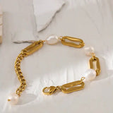 pearl-link-chain-bracelet-Pearl bracelet-shell bracelet-shell jewelry-boho chic jewelry-boho chic style