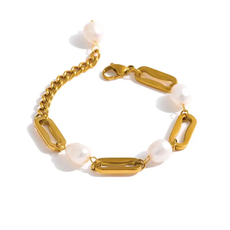 pearl-link-chain-bracelet-Pearl bracelet-shell bracelet-shell jewelry-boho chic jewelry-boho chic style