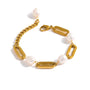 pearl-link-chain-bracelet-Pearl bracelet-shell bracelet-shell jewelry-boho chic jewelry-boho chic style