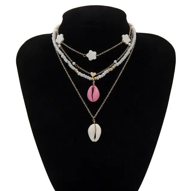 Pink and White Shell Necklace