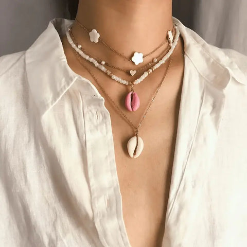 Pink and White Shell Necklace