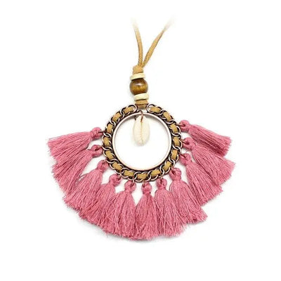 Pink Pompon Shell Necklace