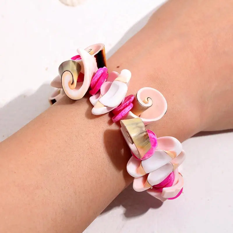 Pink White Seashell Bracelet