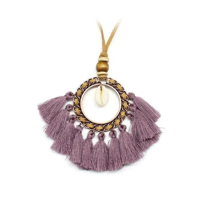 Purple Macrame Shell Necklace