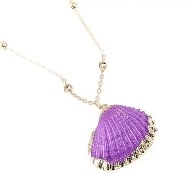 Purple Shell Pendant Necklace