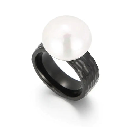 Radiant Pearl Groove Ring-radiant-pearl-groove-ring-gold-Golden solitaire pearl ring-shell ring-silver pearl ring-black groove pearl ring