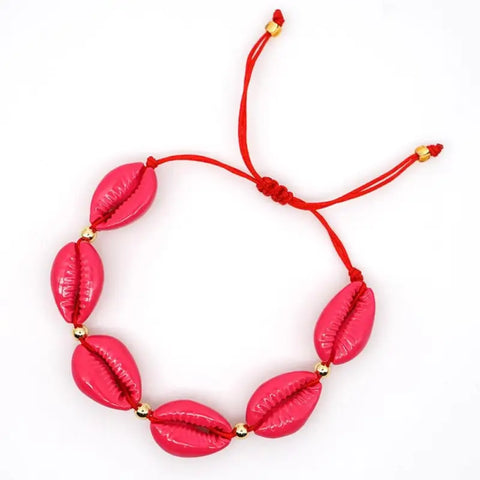 Red Cowrie Shell Bracelet - Light