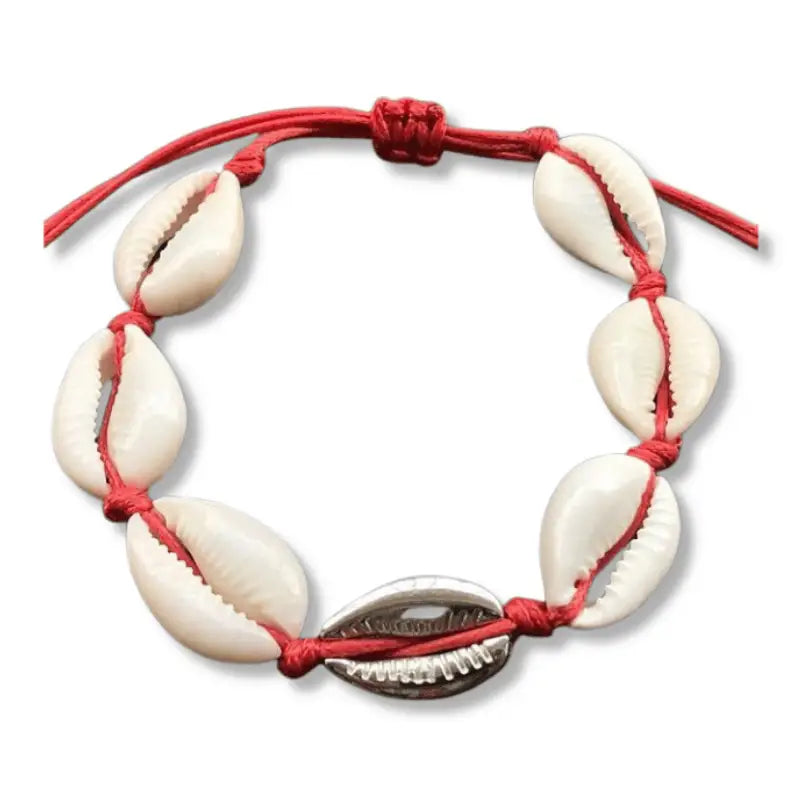 Red Shell Bracelet - Silver