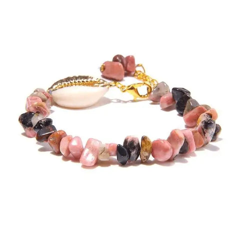 Rhodonite Stone Shell Bracelet