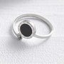 Roman Numeral Black Shell Ring-clock shell ring-silver shell ring-side stone shell ring-shell jewelry-beach outfit ring-beach style-boho style-bohemian jewelry-wedding style ring
