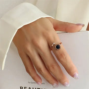 Roman Numeral Black Shell Ring