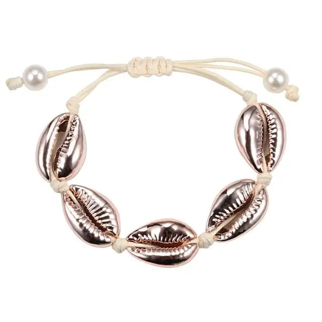 Rose Gold Cowrie Shell Bracelet