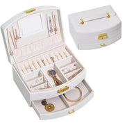 Rounded Leather Jewelry Box - White