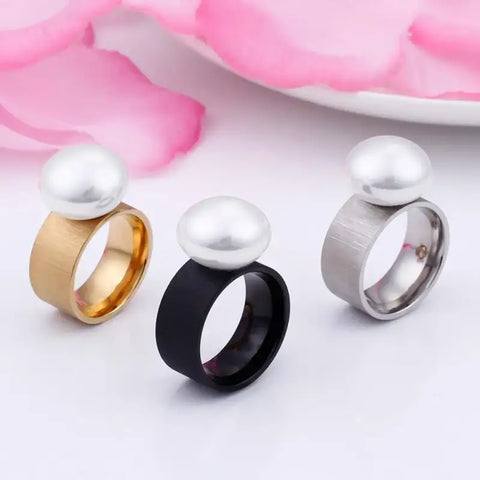 Satine Pearl Statement Ring-pearl ring-golden pearl ring-solitaire golden pearl ring