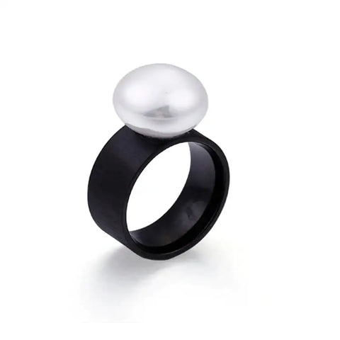 Satine Pearl Statement Ring-pearl ring-golden pearl ring-solitaire golden pearl ring