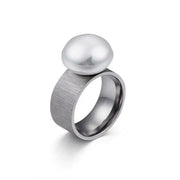 Satine Pearl Statement Ring-pearl ring-golden pearl ring-solitaire golden pearl ring