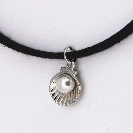 Scallop Shell Choker Necklace - Silver