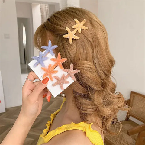 Sea Star Shell Hair Clips