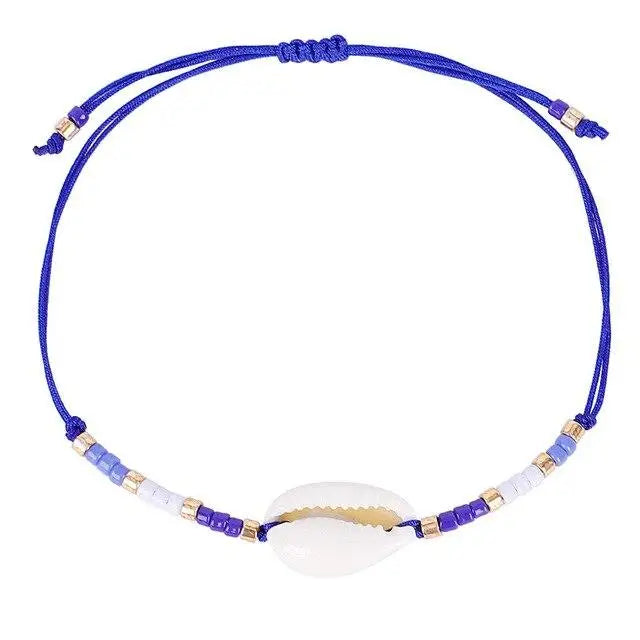 Seafloor Cowrie Shell Anklet - Blue