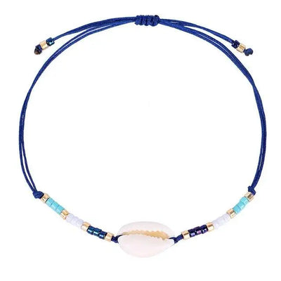 Seafloor Cowrie Shell Anklet - Dark Blue