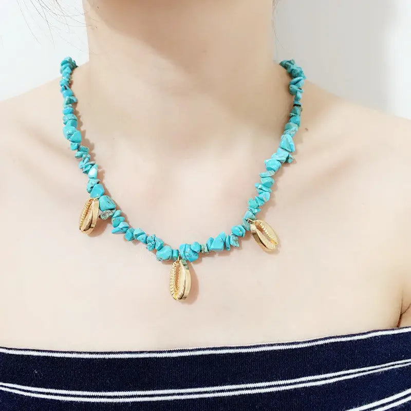 Seashell and Blue stones Necklace