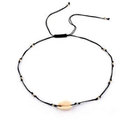 Seashell Choker Necklace with Gold Beads