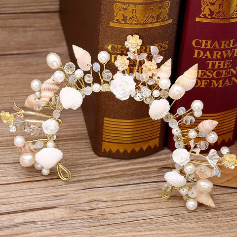 Shell Headband For Bride - Gold