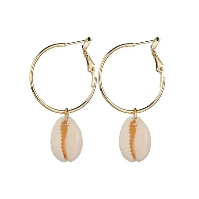 Shell Hoop Earrings - Gold