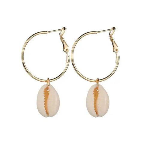 Shell Hoop Earrings - Gold