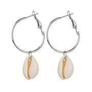 Shell Hoop Earrings - Silver