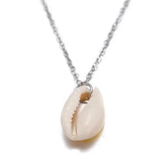 Silver and White Cowrie Seashell Necklace